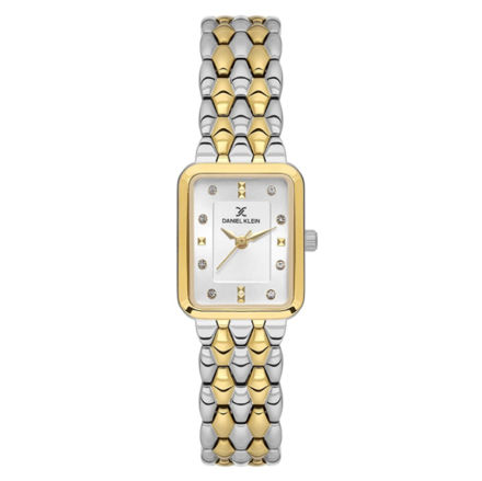 Daniel Klein Premium dameur tofarget stål med lenke & sølvfarget skive 3 ATM 21mm