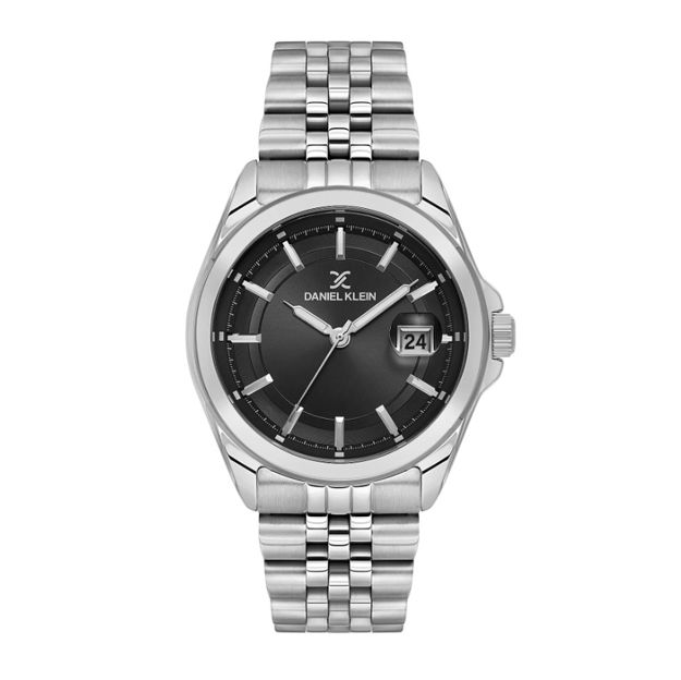 Daniel Klein Premium herreur i stål med lenke & svart skive 5 ATM  42mm
