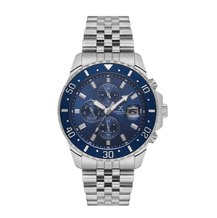 Daniel Klein Exclusive herreur i stål med lenke & blå skive 5 ATM  45mm