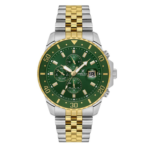 Daniel Klein Exclusive herreur i tofarget stål med lenke & grønn skive 5 ATM 45mm