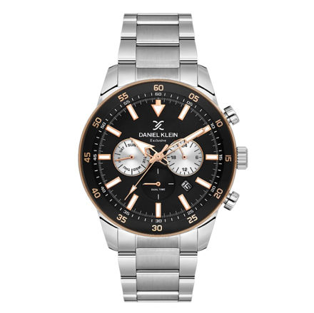 Daniel Klein Exclusive herreur i tofarget stål med lenke & svart skive 5 ATM 44mm