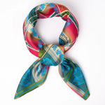 Eufemia silkeskjerf blått, grønt & rødt