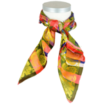 Estelle silkeskjerf grønn, gull, rød