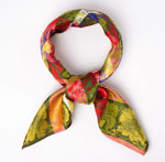Estelle silkeskjerf grønn, gull, rød