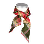 Eufemia silkeskjerf grønn, gull, rød 70x70cm