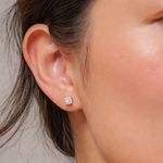 Gull øredobber rosett zirconer 5mm 