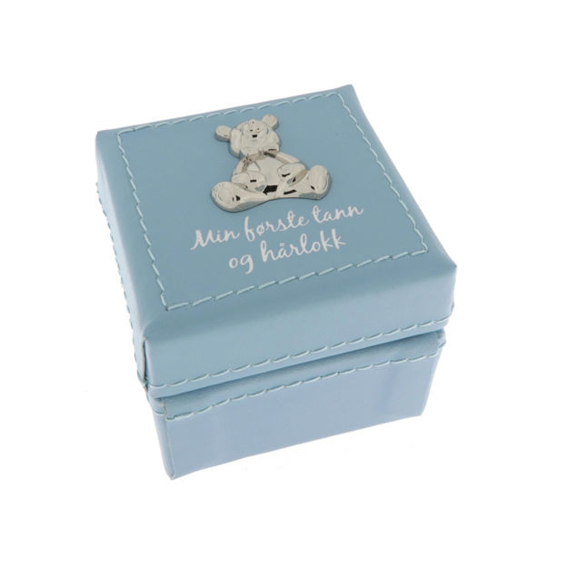 Skrin lysblå med 2 rom for tann og hårlokk 7,5cm