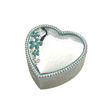 Smykkeskrin sølvplett hjerte med blå blomster 7,5cm
