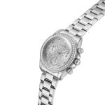 Guess Ladies Sport stål 36mm 5 ATM sølv skive & blanke steiner