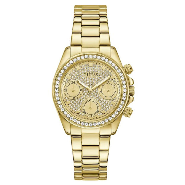 Guess Ladies Sport gull & stål 36mm 5 ATM  champagne skive med blanke stein