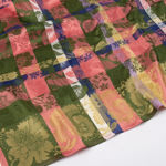 Estelle silkeskjerf grønn, gull, lysrød