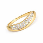Forgylt sølv ring med bue av zirconer