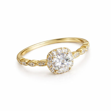 Forgylt sølv ring rosett med blanke zirconer