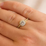 Forgylt sølv ring rosett med blanke zirconer