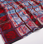 Eufemia silkeskjerf rødt & blått