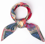 Eufemia silkeskjerf blå, rød, gull