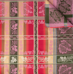 Eufemia silkeskjerf rosa, grønn, gull 70x70cm