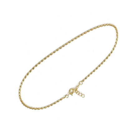 Forgylt sølv fotlenke ovalt kulekjede 23+2cm