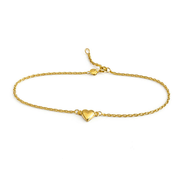 Forgylt sølv fotlenke Cordel med hjerte 22+2cm