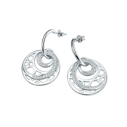 Rhodinert sølv øreheng sirkel med cubic zirconia 24mm