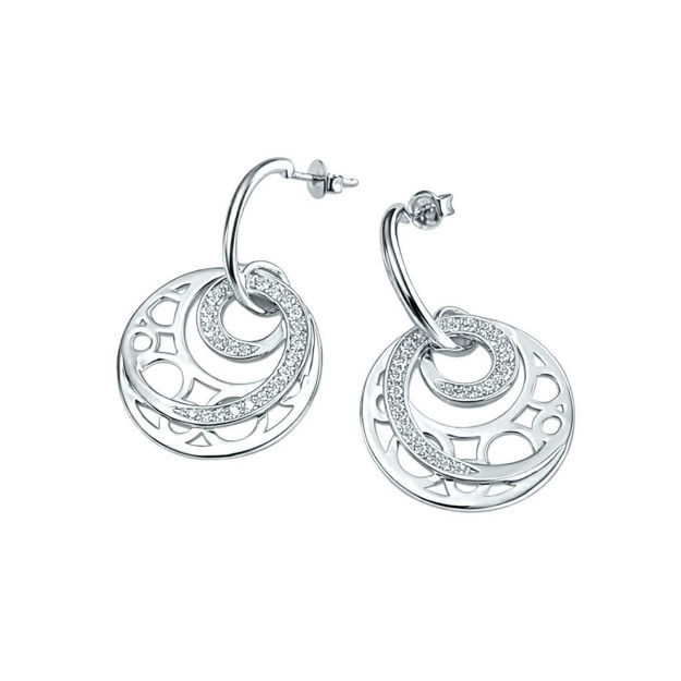 Rhodinert sølv øreheng sirkel med cubic zirconia 24mm