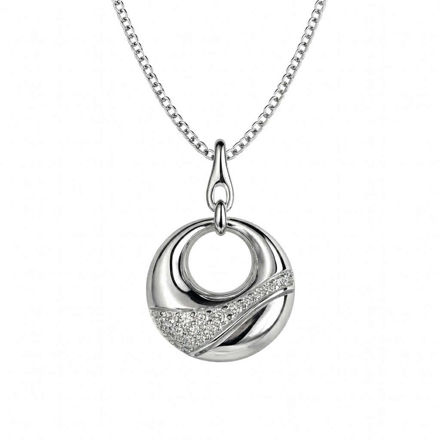 Rhodinert sølv anheng åpen sirkel med cubic zirconia 45cm