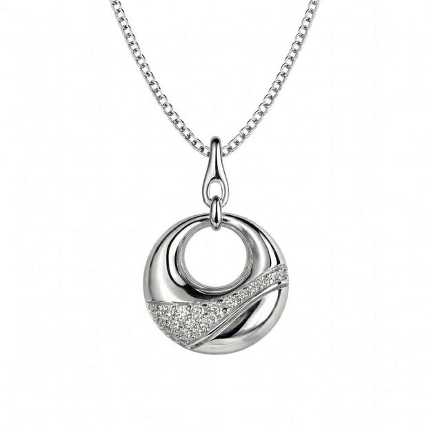 Rhodinert sølv anheng åpen sirkel med cubic zirconia 45cm