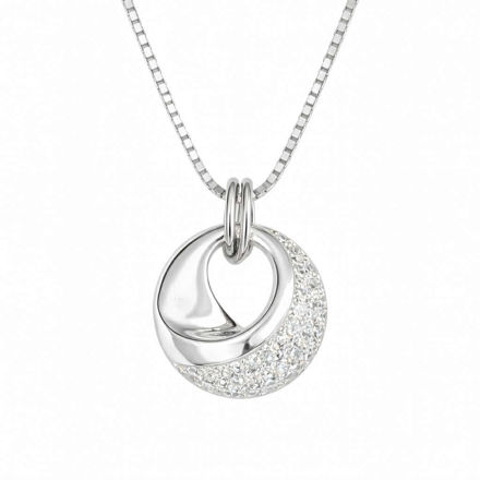 Rhodinert sølv anheng sirkel med cubic zirconia 45cm