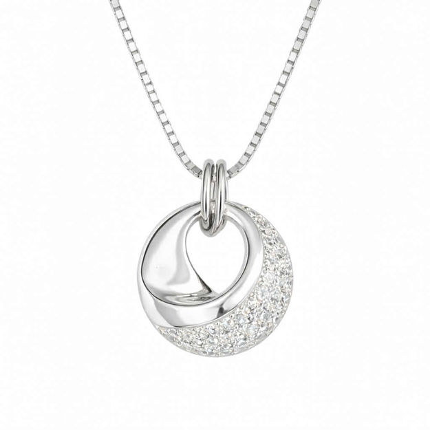 Rhodinert sølv anheng sirkel med cubic zirconia 45cm