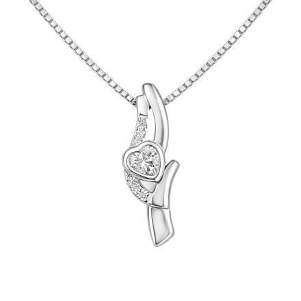 Rhodinert sølv anheng hjerte i cubic zirconia 45cm