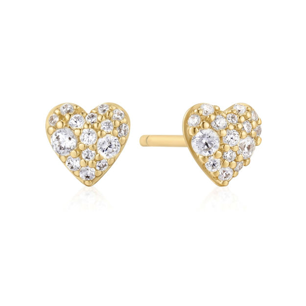 Ania Haie gold pave heart stud earrings