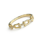 Forgylt sølv ring T-link med zirconer