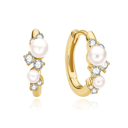 Ania Haie gold shell pearl cluster hoop earrings