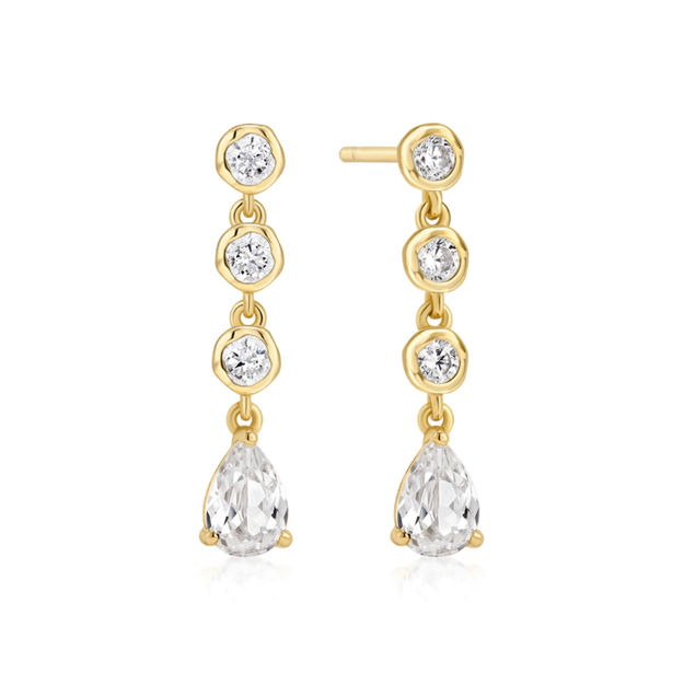 Ania Haie gold molten cascade teardrop stud earrings
