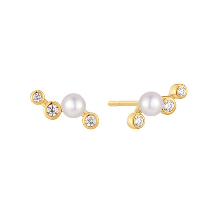 Ania Haie gold zig-zag shell pearl stud earrings