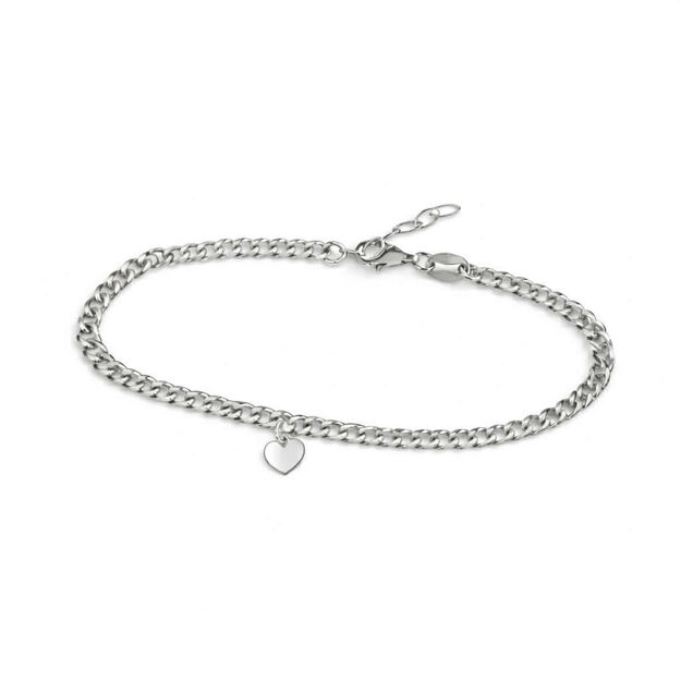 Rhodinert sølv armlenke panzer 16+2cm med hjerte