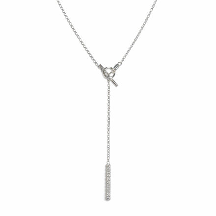 Rhodinert sølv halssmykke med zirconer 47cm