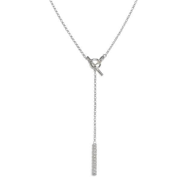 Rhodinert sølv halssmykke med zirconer 47cm