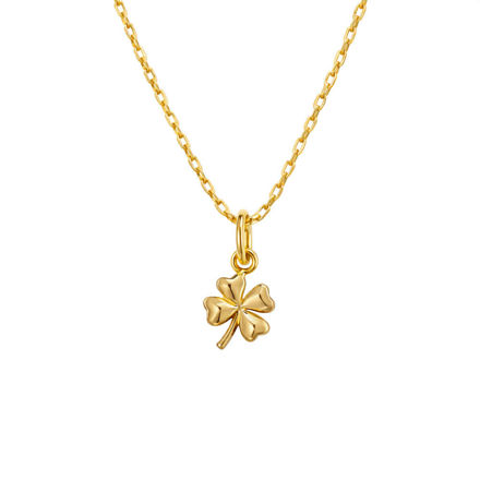 Forgylt sølv halssmykke firkløver, kjede 42+5cm