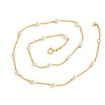 Forgylt sølv halssmykke hvite perler 41+3cm