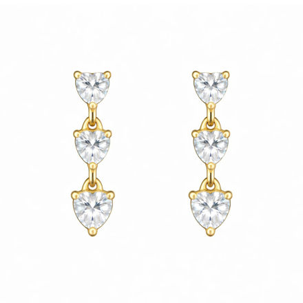 Forgylt sølv øreheng med hjerte-zirconer