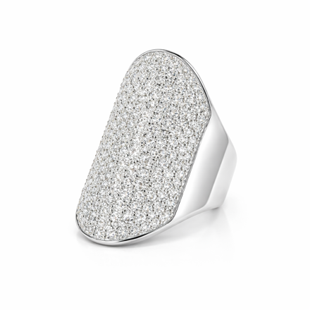 Rhodinert sølv ring oval med blanke zirconer