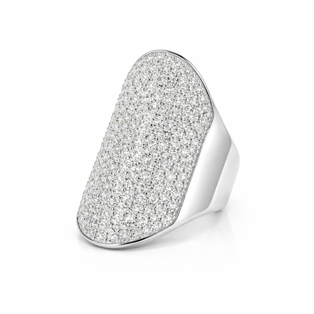 Rhodinert sølv ring oval med blanke zirconer