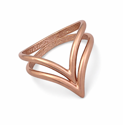 Rosé sølv ring 2-radig V 2+2mm