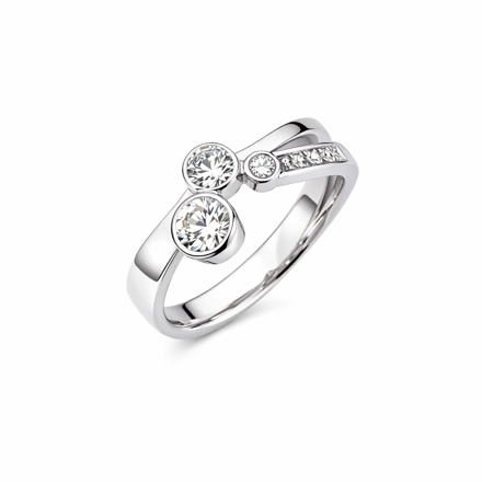 Rhodinert sølv ring med cubic zirconia