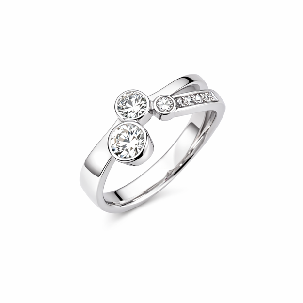 Rhodinert sølv ring med cubic zirconia