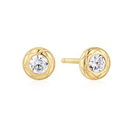 Ania Haie gold textured bezel-set earrings
