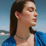 Ania Haie gold dangling mint green hoop earrings