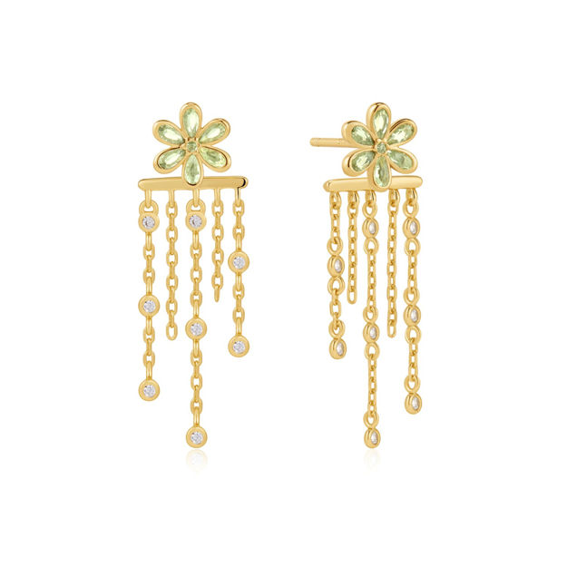 Ania Haie gold floral tassel drop stud earrings 