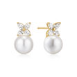 Ania Haie gold shell pearl clover stud earrings